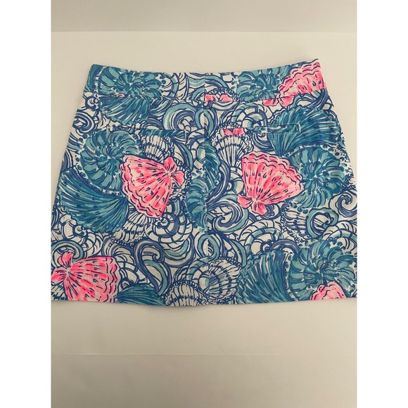 Lilly Pulitzer Nicki Pink Raising Shell Blue Haven Mini Skort Skirt Size 0 XS - Picture 3 of 9